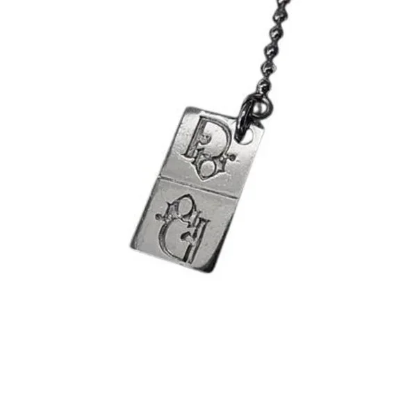 Dior Earrings Silver Metal Logo Dice Hook Type